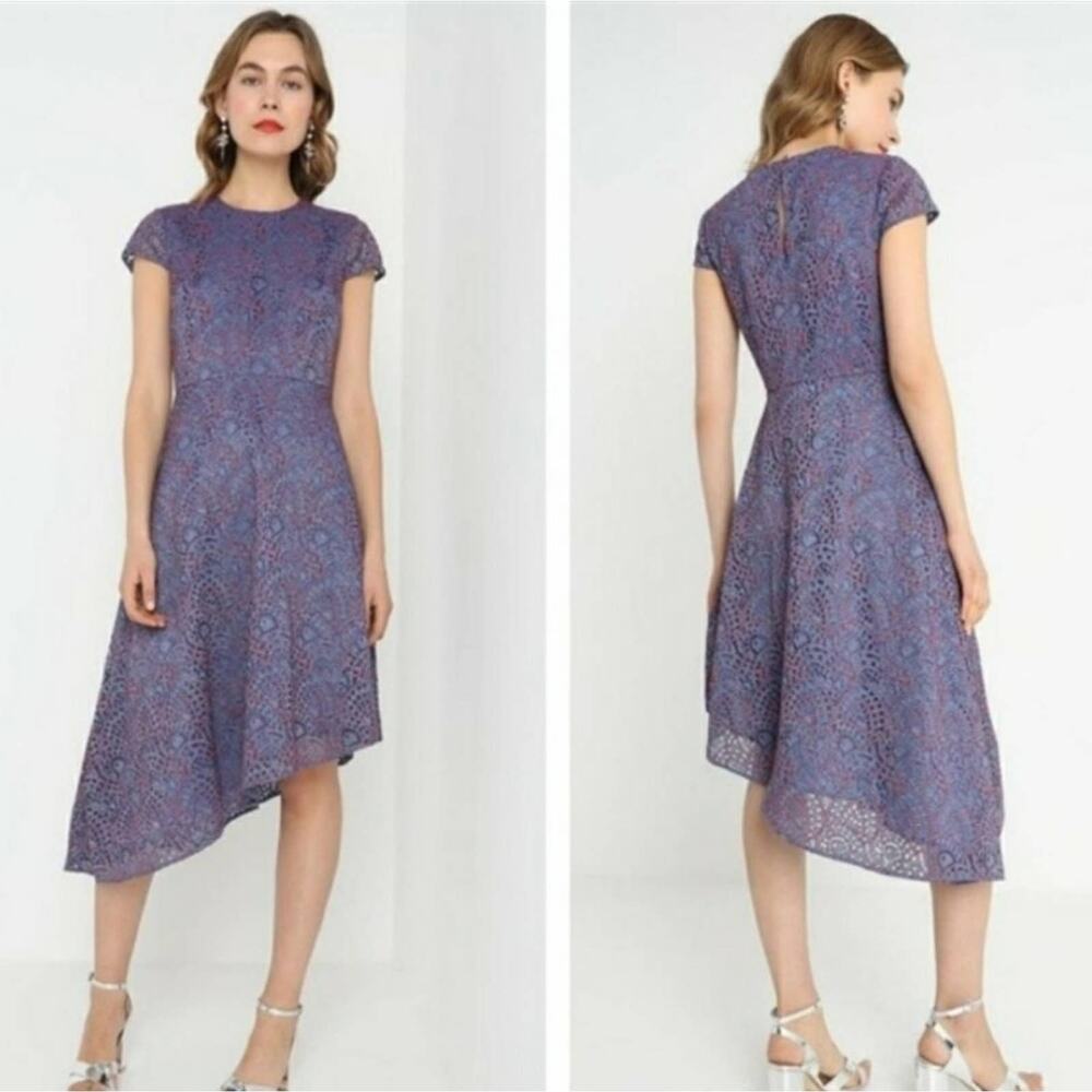 NWOT Banana Republic Asymmetrical Lace Dress Cap Sleeve 8P